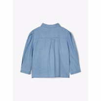 NAME IT Letvævet Denim Skjorte Donna Blue